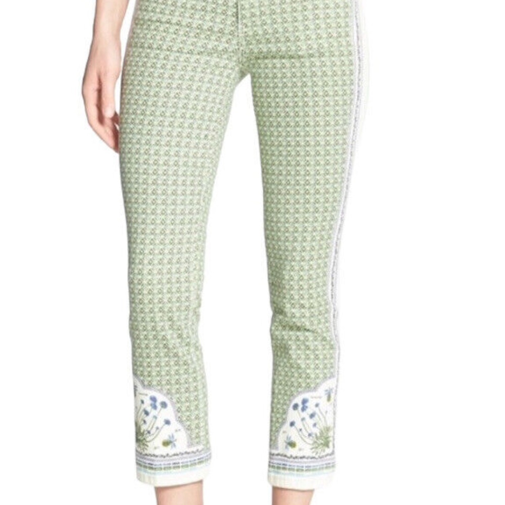 Tory Burch Mia Botanical Cropped Flare Jeans - Size 26, like-new!